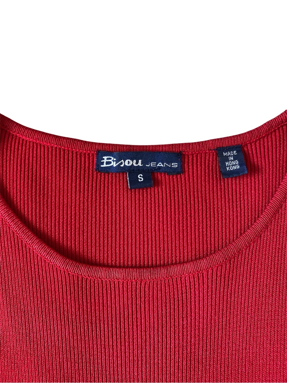 Bisou Jeans Red Ribbed Drawstring Tank - Picture 5 of 7